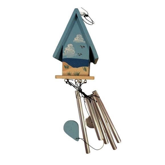 Vintage charming hand-painted‎ lighthouse theme birdhouse wind chime Sailboat - Picture 6 of 11